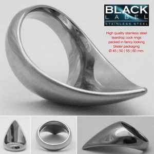 STAINLESS STEEL TEARDROP COCK RING 55 MM.