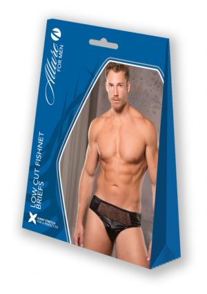 LOW CUT FISHNET BRIEFS S/M BLACK