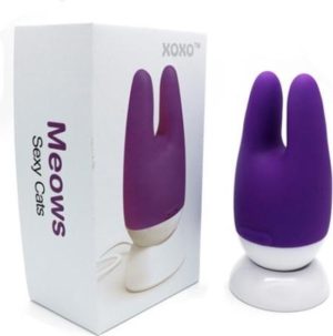 XOXO MEOWS CRAZY CATS RECHARGEABLE SILICONE VIBRATOR PURPLE