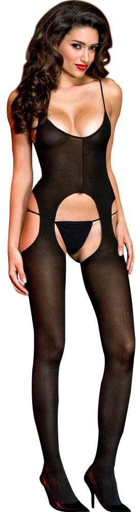 Music Legs Catsuit Open Kruis - Zwart One Size