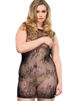 Floral Lace Mini Dress Plus Size