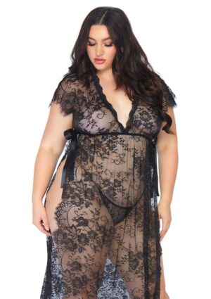 Lace Kaften Robe and Thong Plus Size
