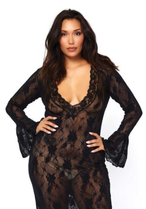 Stretch Deep-V Long Dress +