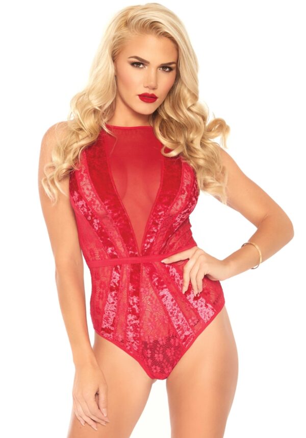 Lace teddy with snap crotch